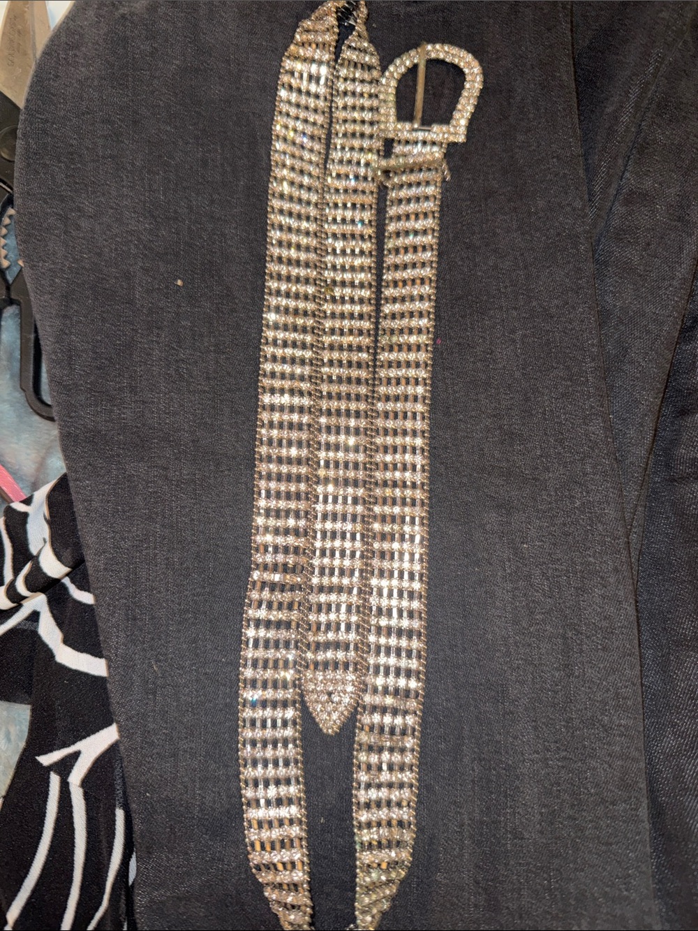 Silver Rhinestone Chain Belt